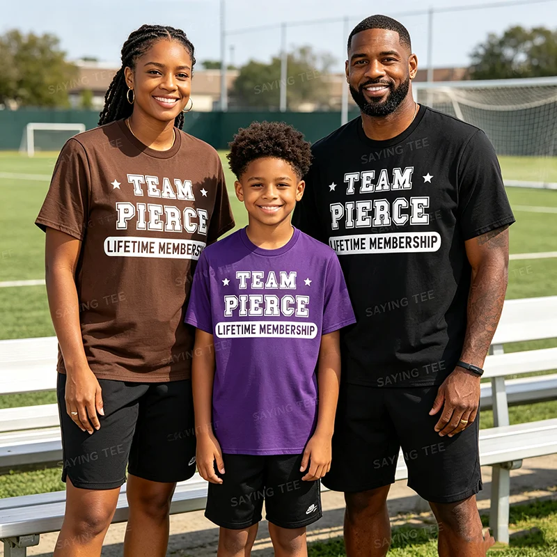 Team Pierce Lifetime Membership Funny Family Last Name T-Shirt Y2k Surname Family Reunion Party Graphic Saying Tee Novelty Gift