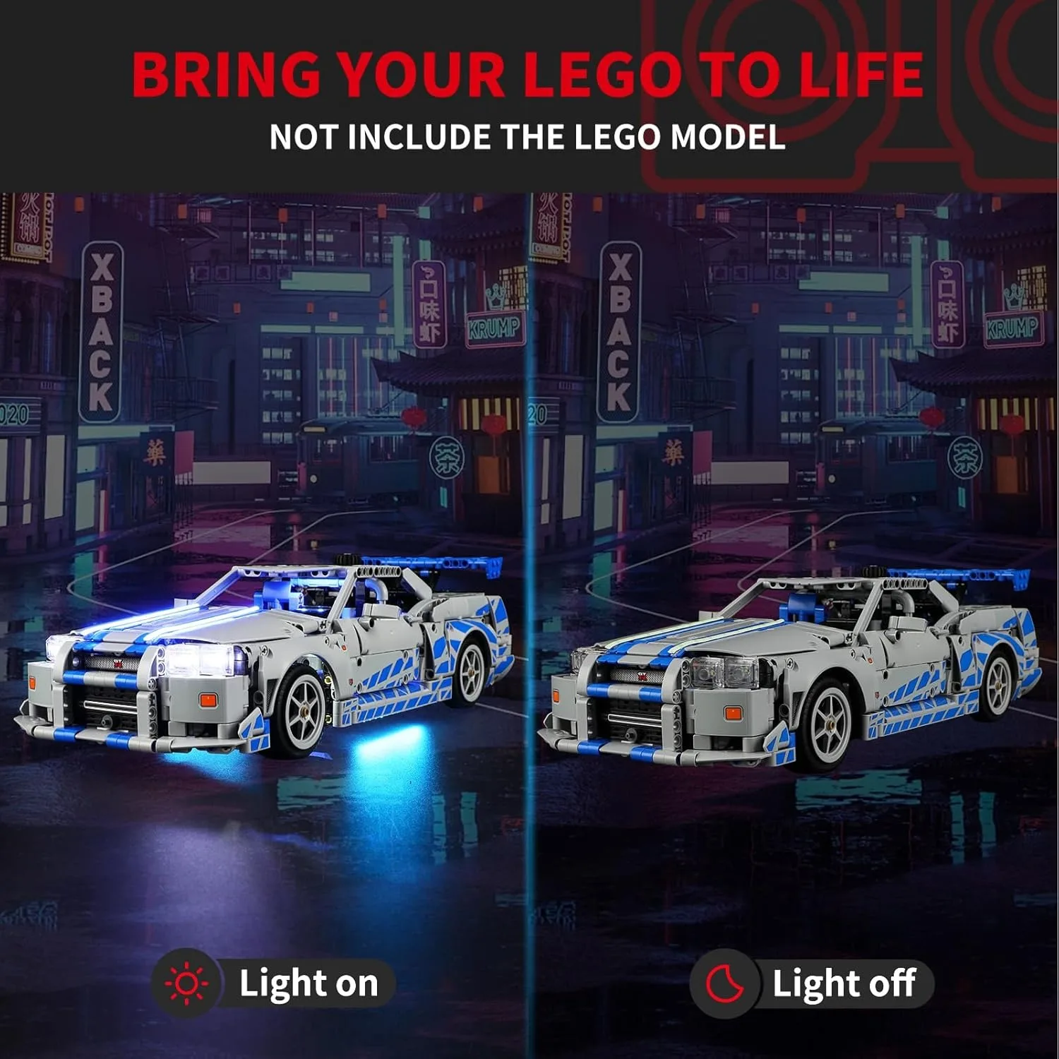 Light Kit for Lego-42210 2 Fast 2 Furious Nissan Skyline GT-R (R34) Car -Led Lighting Compatible with Lego Technic Building Set