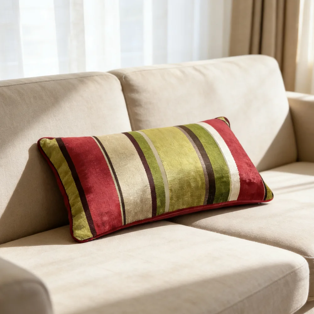 Fashion Popular Lumbar Pillow Case 30x50cm Green Jacquard Woven Soft Abstract Armchair Cushion Cover 1 Piece Pack