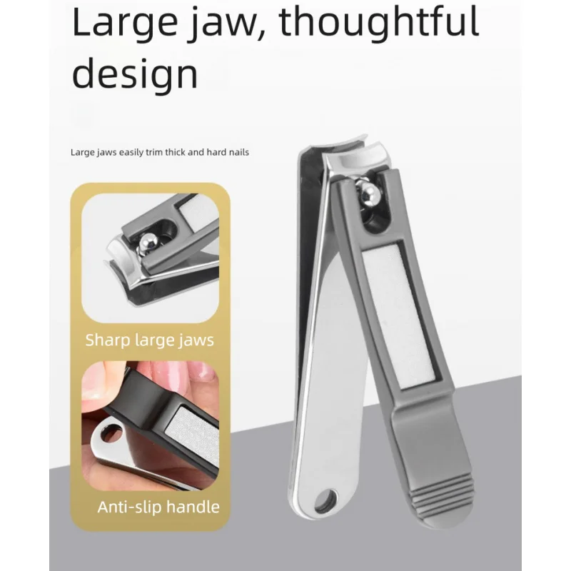 Multi Sizes Alloy Nail Clippers, Flat & Slant Blades Large Portable Anti-Splash Manicure Cutters