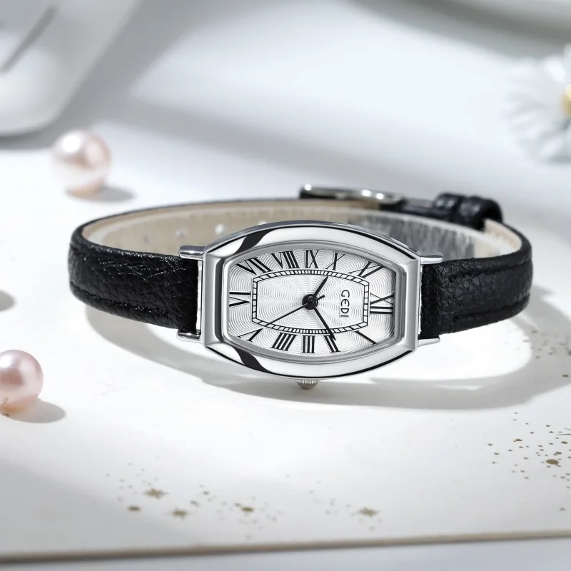 Small Roman scale women's watch retro barrel-shaped student watch niche high-end quartz watch