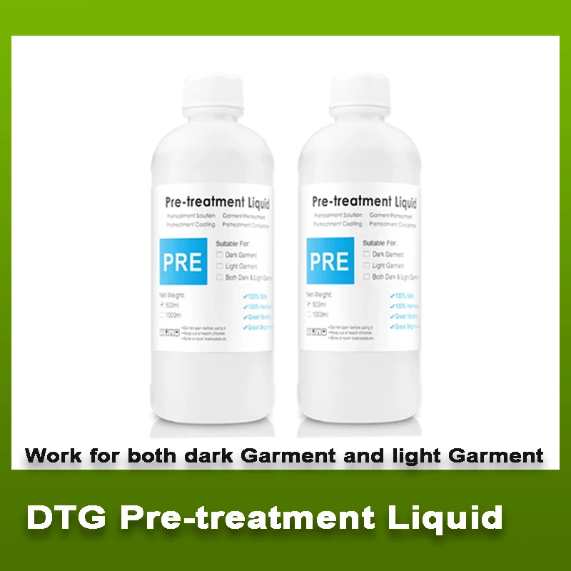 Líquido de pretratamiento directo a prendas para prerecubrimiento de tinta pigmentada textil para impresora DTG antes de imprimir líquido ligero y oscuro