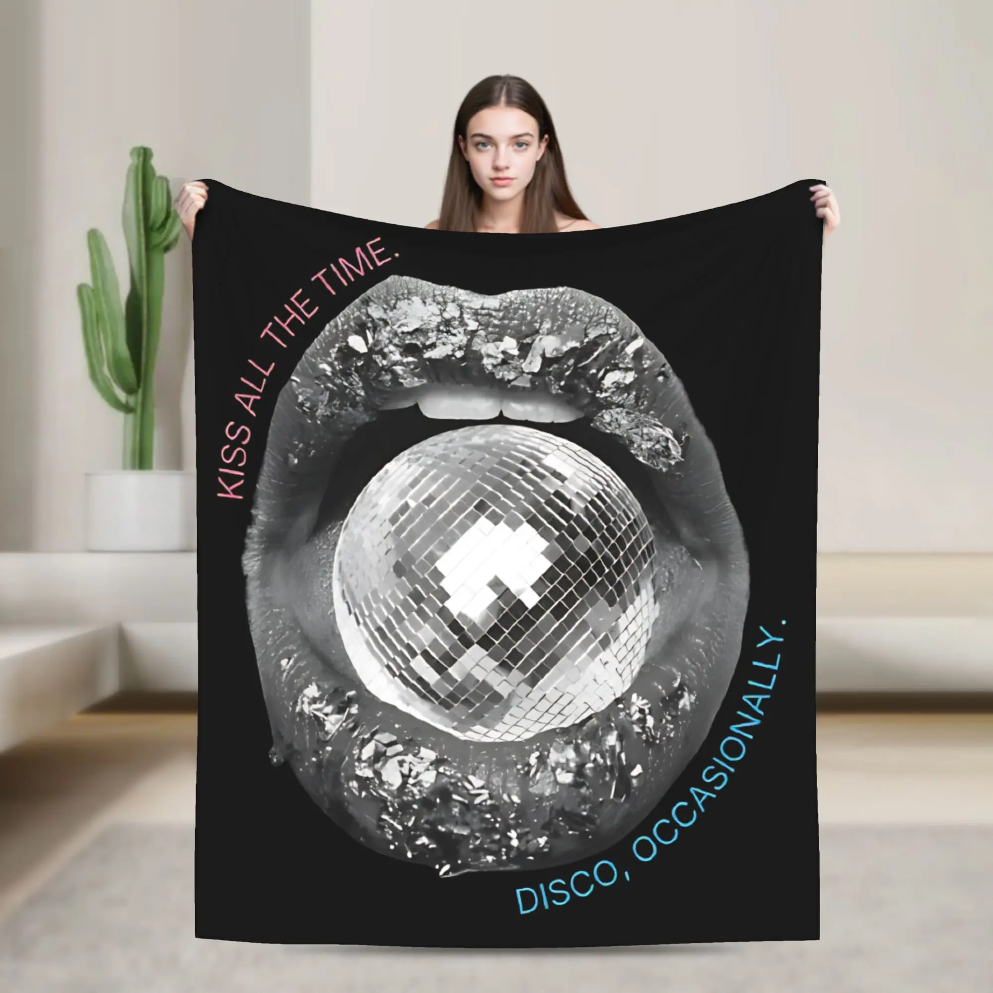 Kiss All The Time Disco Flannel Blanket Harrys Music Styles Novelty Throw Blanket for Home 200x150cm Rug Piece
