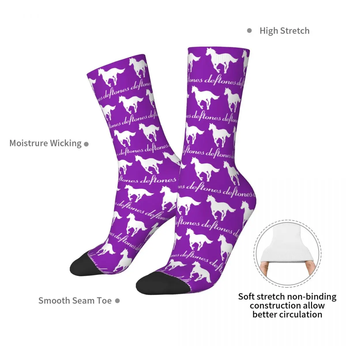PP Skull Deftone White Ohms Around (5) Socks Harajuku Sweat Absorbing Stockings All Season Long Socks for Man's Woman's Gifts