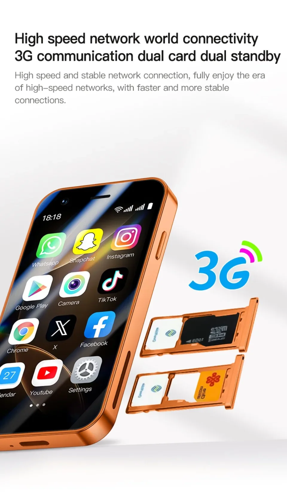 ONEMYTH A17 3G Mini Smartphone Android 8.1 Dual SIM Standby 3.0 Inch HD Mobile Phone 2GB+16GB 900mAh Small Original Cell Phone
