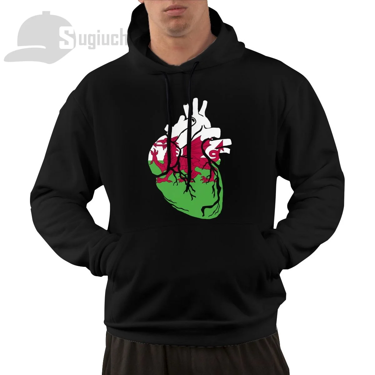 Wales Anatomical Heart Shape Country Flag Cotton Pullover Hoodie Men Women Unisex Hip Hop Style Sweatshirt