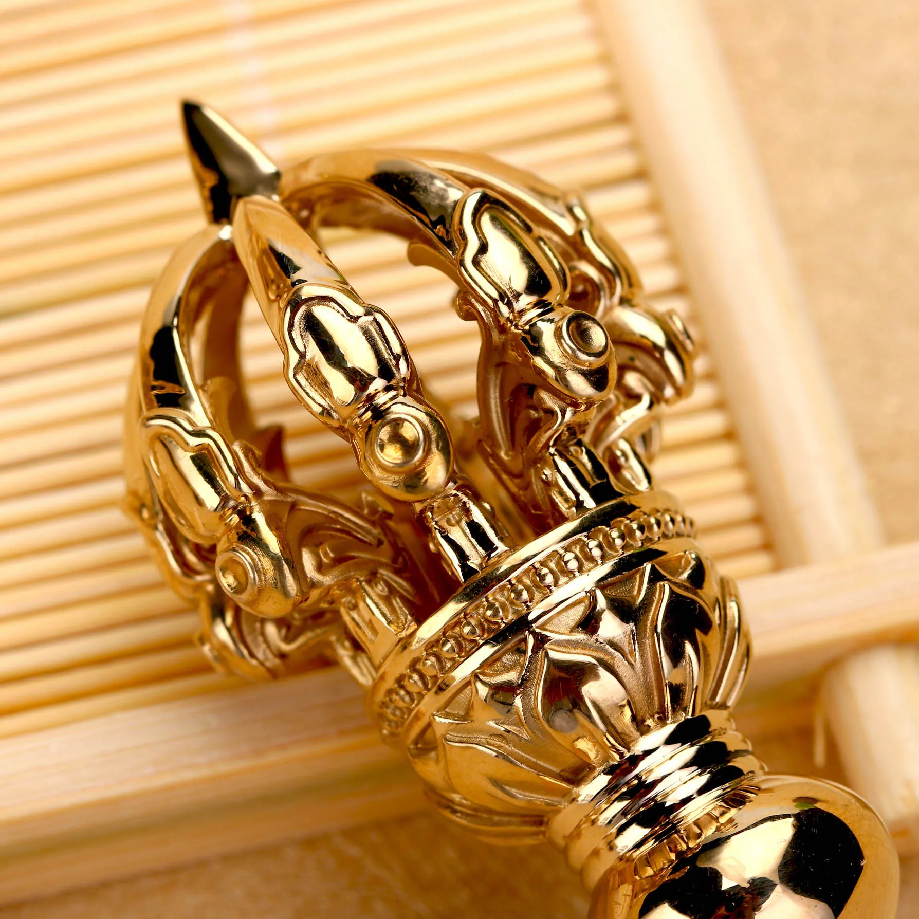 Hand-Held Nine-Pronged Vajra Bell Ornament Purely Handmade Brass Exquisite Handcrafted Religious Symbol for Spiritual Practice