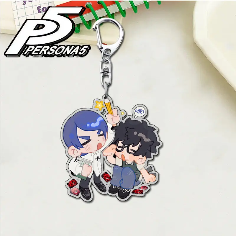 Persona Anime Keychain Women Amamiya Ren Yuuki Makoto Acrylic Key Chain Man Key Ring Cute Accessories Bag Pendant Ornament Gift