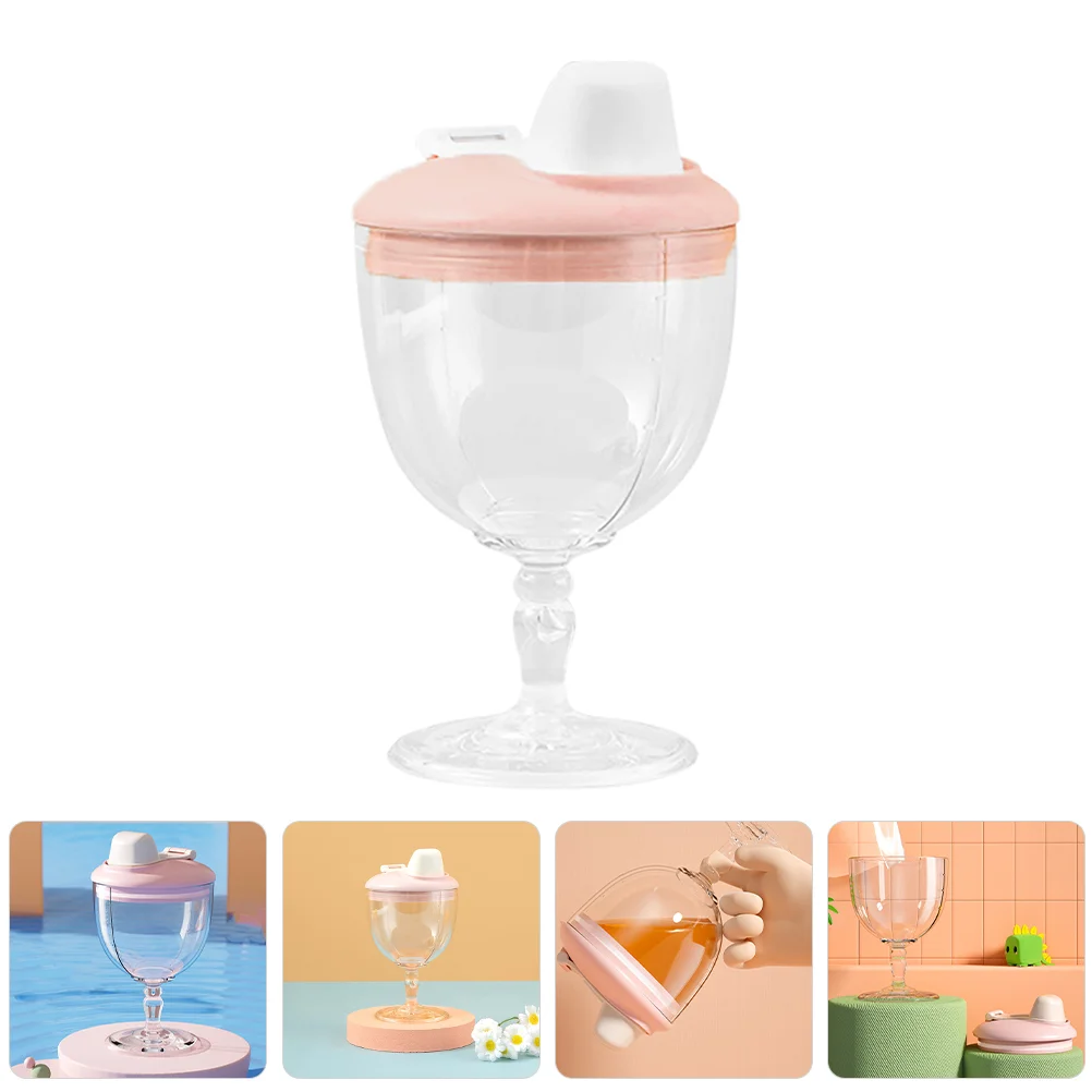 Beverage Mug Baby Bottle Anti-fall Cup Container Birthday Milk Clear Goblet Pink