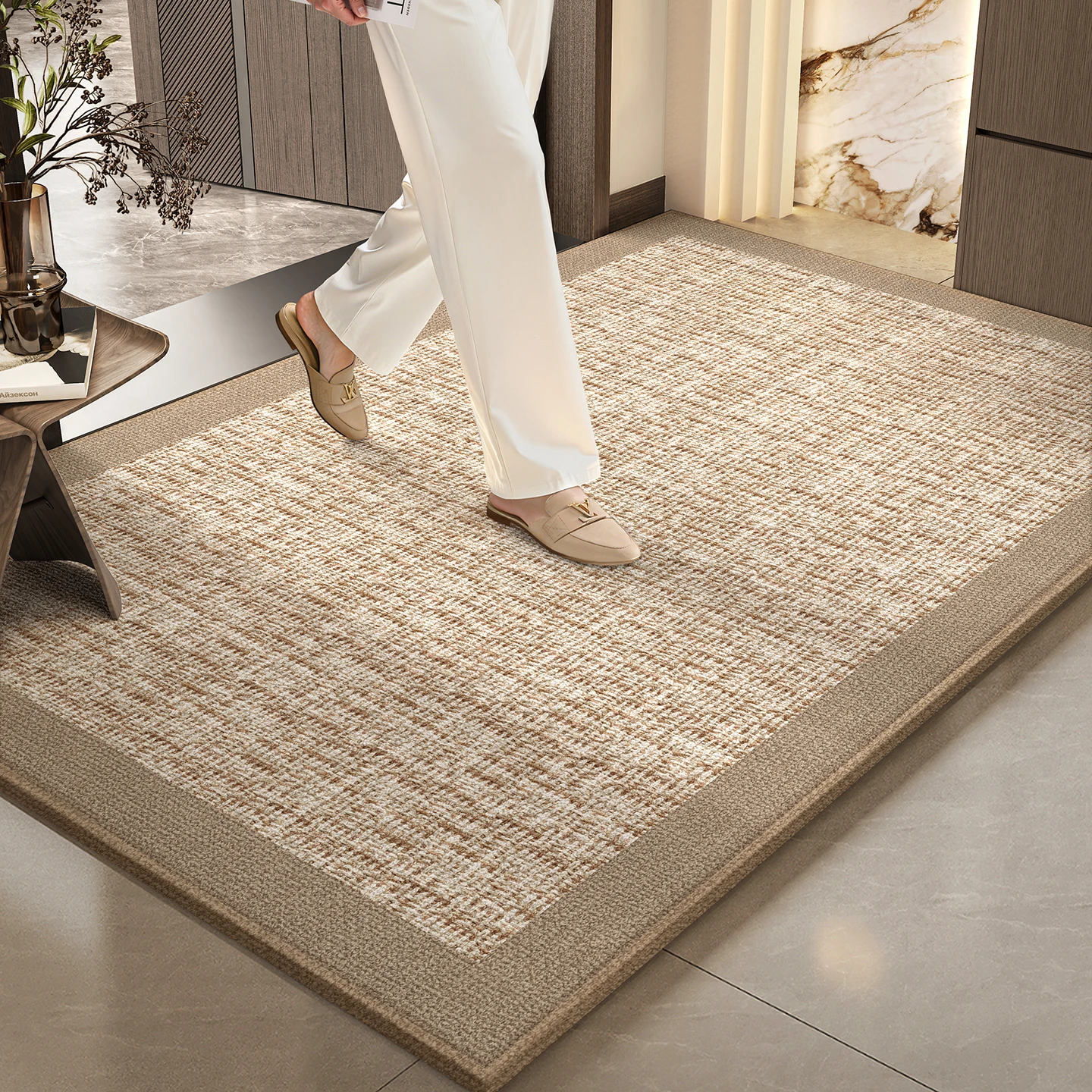 Circle Fluff TPR Wash Free Dirty Resistant Living Room Entrance Door Mat Ideal for Home Use as a Doormat in the Entrance Hallway