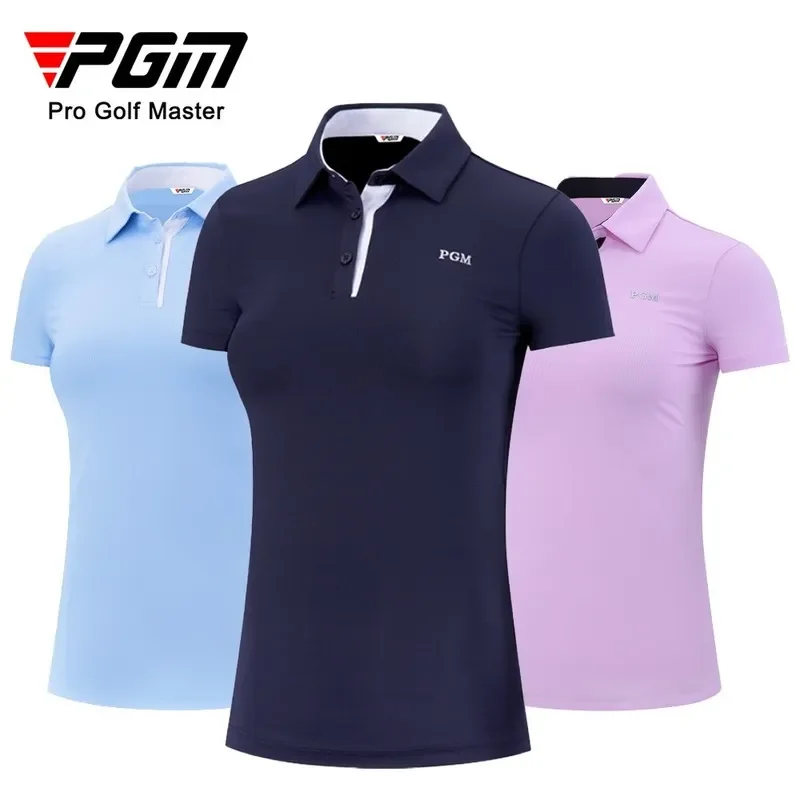 

PGM Summer Women Golf Short Sleeved T Shirts Ladies Sports Slim Clothes Quick Dry Breathable Tennis Clothing YF486