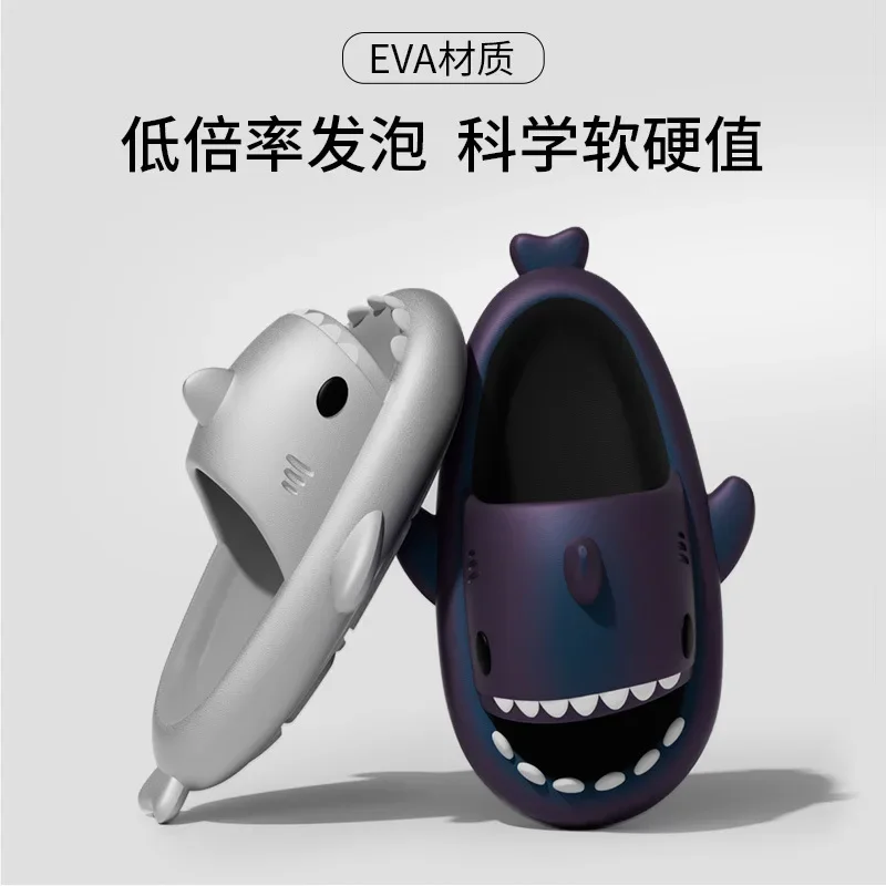 4cm Thick Metal Color Shark Slippers Women Men Home Bathroom Summer Platform Shoes Punk Style Silver Color Couples Beach Slides