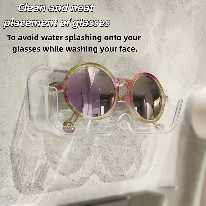 5 pcs Self-adhesive Glasses Storage Rack, Punch-free Wall-mounted Glasses Storage Box, Space-saving Sunglasses Holder