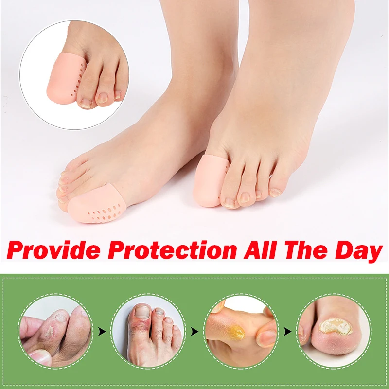 Pexmen 2/4Pcs Gel Big Toe Caps Toe Protector Cover with Holes Protect Toe from Rubbing Ingrown Toenails Corns Callus and Blister