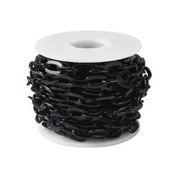 Black Aluminium Cable Chains Unwelded Flat Oval Shape for Jewelry Making DIY Bracelet Necklace Accessories 9x1.8x1.5mm about 5m