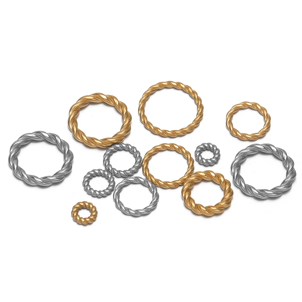 20-50pcs Stainless Steel Twist Rope Circle Connector Closed Split Jump Rings for DIY Jewelry Necklace Making Bracelet Supplies
