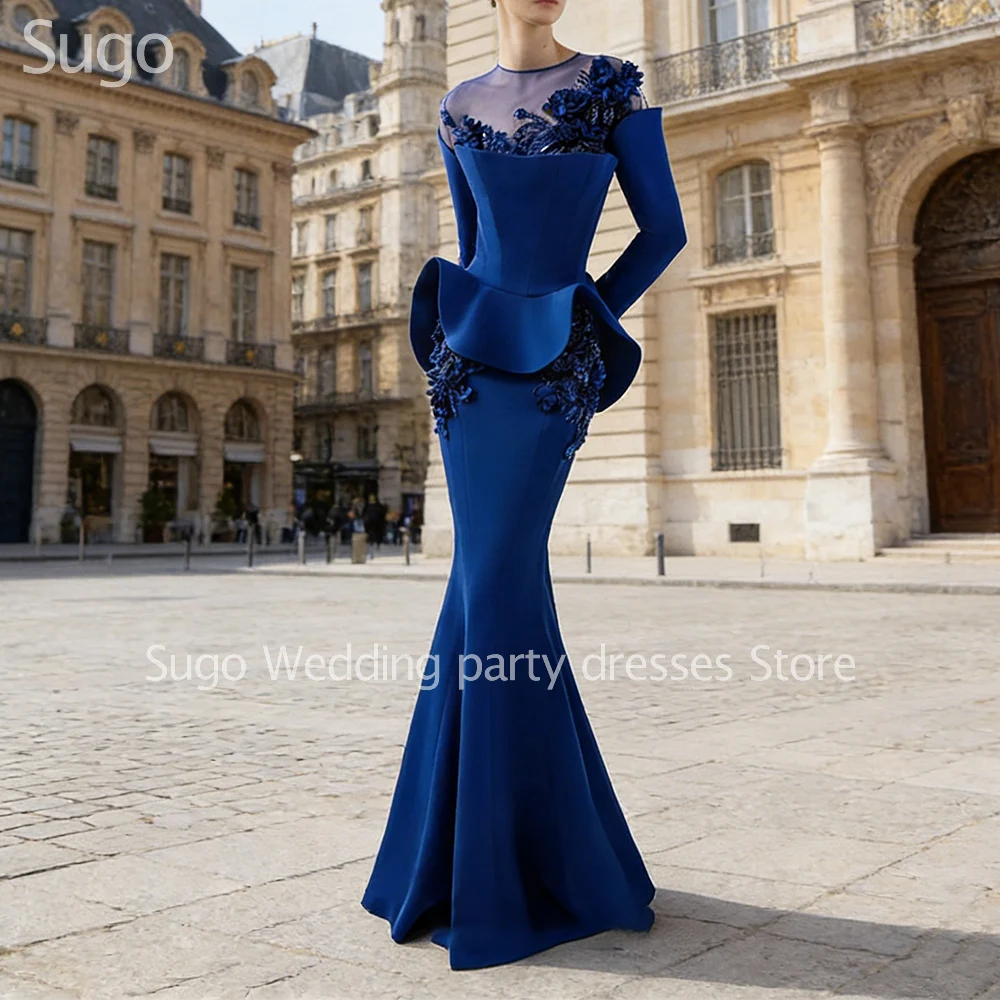 

Customized Elegant Long Blue Evening Dresses for Special Occasions Floor-Length Mermaid Women Gala Prom Party Gowns 2026