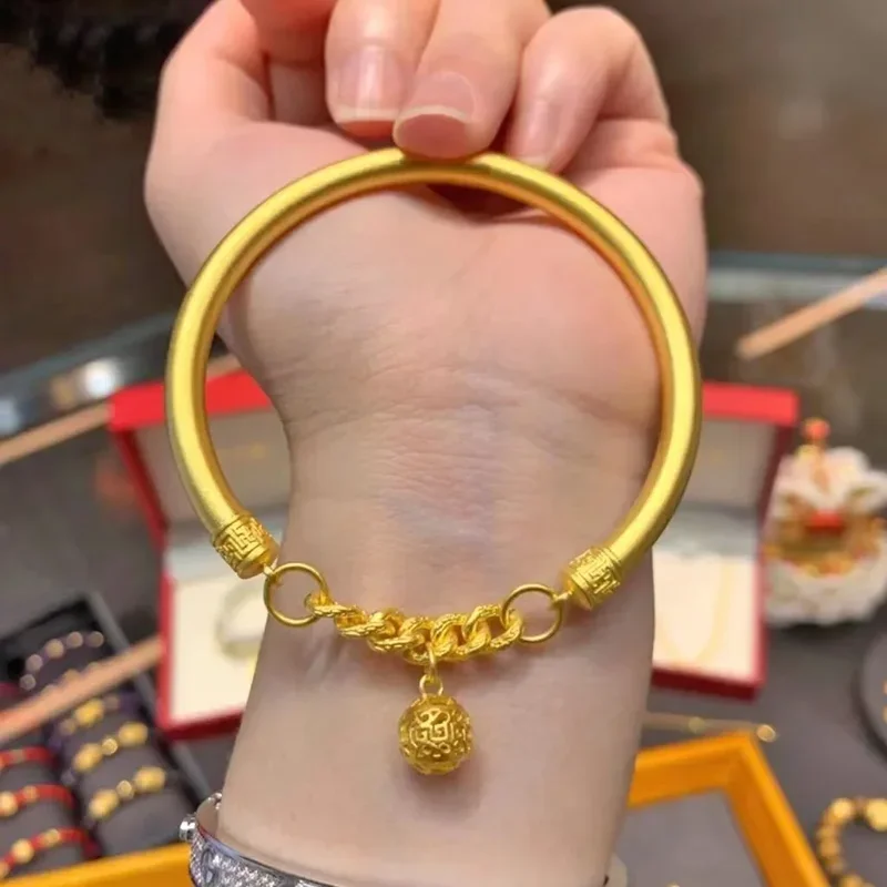 

Copy 100% Temperament Ancient Style Palace Bell Bracelet Women's Non-Fading Vintage Bracelet Copper-Plated Gold Bracelet Jewelry