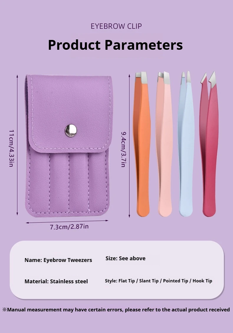 Pinzetten-Set 3-4 Stück Premium Edelstahl Augenbrauen-Pinzetten mit Präzisionsspitze für Körper- und Gesichtshaarentfernung – Detail 10