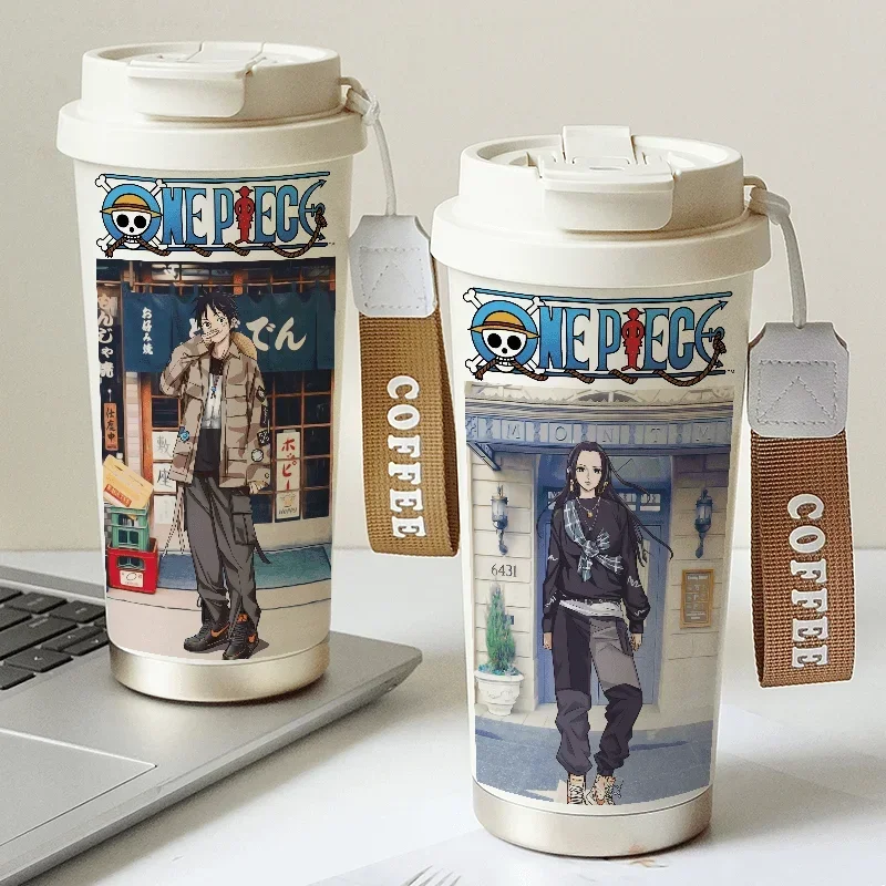 One Piece Cartoon Thermos Cup Luffy Zoro Fashion Anime Student Portable Coffee Cup 316 Stainless Steel Birthday Gift Wholesale