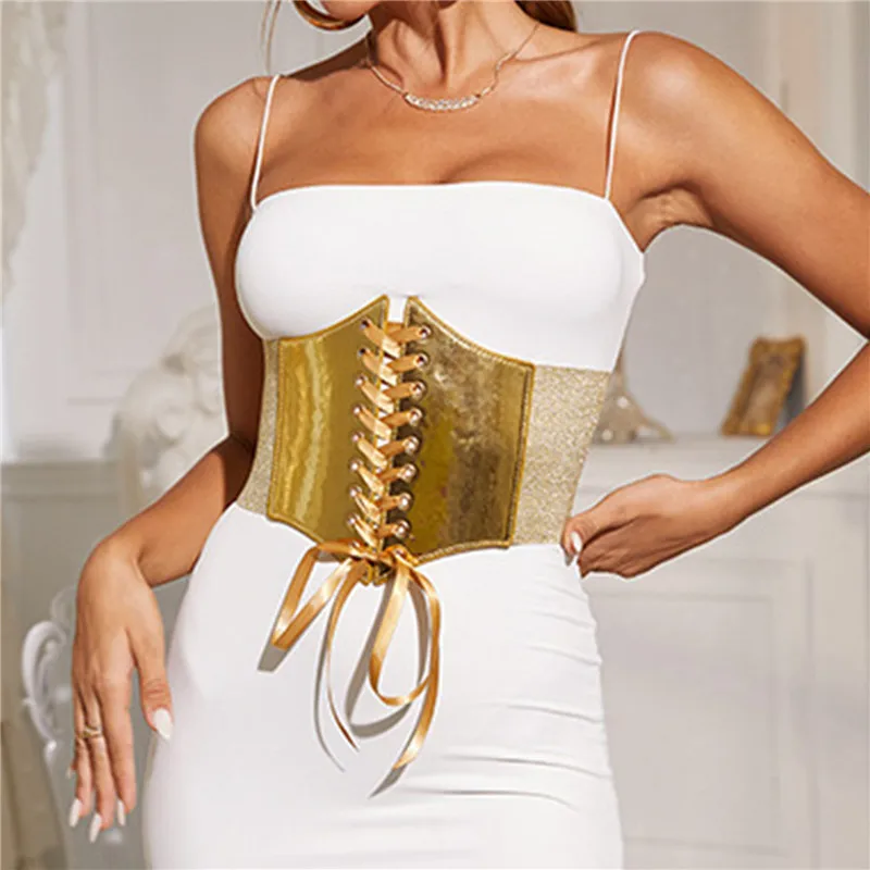 Elastic Gold Corset Wide Belt For Women Corset Wide Slimming Body Belts For Women High Waist Belts Feminin Ceinture Femme Fajas