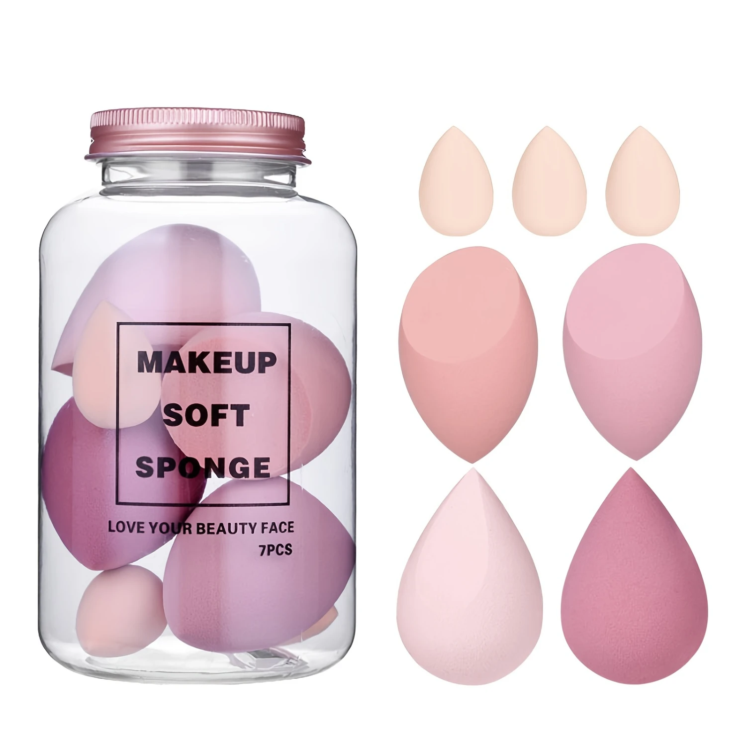 Drift Bottle Beauty Egg Set: 7 Sets of Makeup Puffs for Flawless Coverage and Airbrushed Finish