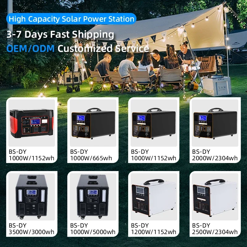 Tente Camping Portable Power Station 1200w 110v 120v 1000W 2000W 3000W Outdoor Solar Generator Chargeable Battery For Home Use