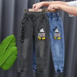 2024 primavera nuovi bambini Cartoon Mickey Mouse Jeans neonati maschi dritti Denim Jogger pantaloni autunno bambini moda pantaloni Casual