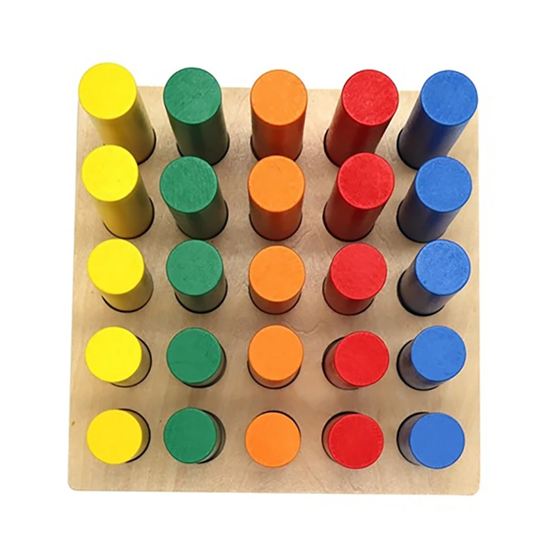 Wooden Toys Finger Grab Board Color Plug Stick Educational Toy Sensory Training Color Discrimination Board A