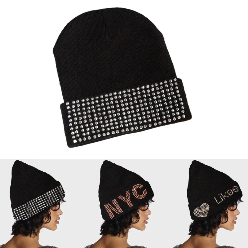 Adult Teens  Drill Knitted Beanie Winter Warmer Cycling Windproof Hat M6CD