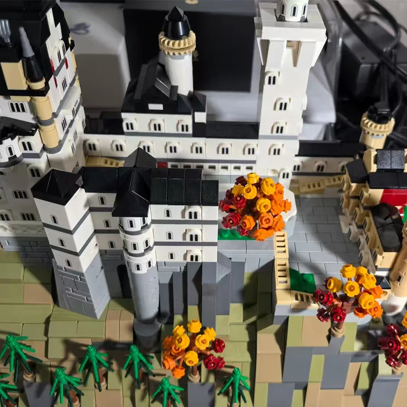 Neuschwanstein Castle Architectural Model Kit European Castle Forest landscape Building blocks Set for Adults Gift