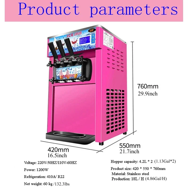 

Commercial Three Flavors Ice Cream Machine Desktop Small Three-color Soft Ice Cream Making Machine