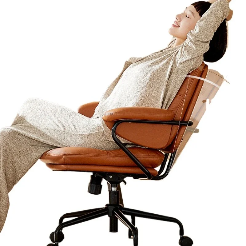 Toast Small Leather Chair Leather Swivel Comfortable Computer  Home Desk Study Office Bedroom