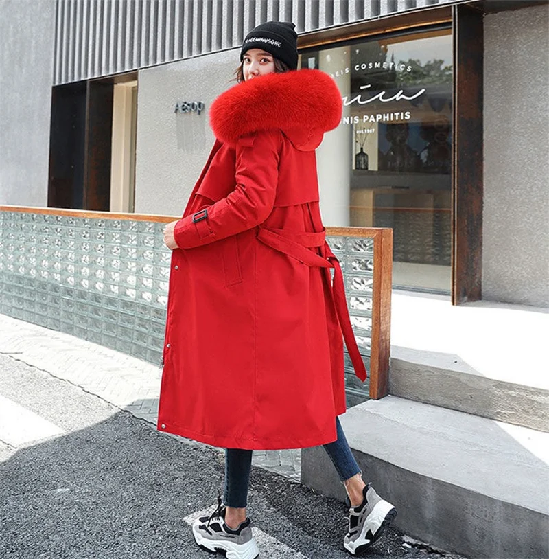 2026 New Winter Jacket Women's Parkas Thick Warm Fur Lining Long Parka Female Hooded Fleece Padded Coat Distachable Outwear 5XL