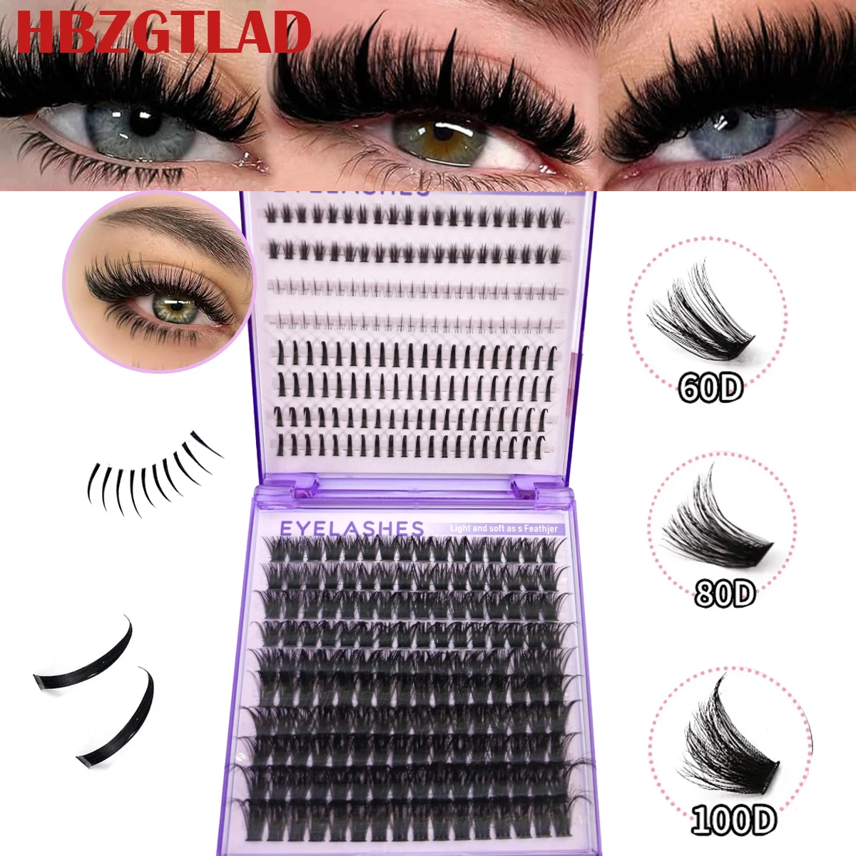 Wimperncluster-Set, Wimpernspikes, Wimperncluster, Bodenvolumen, einzelne Wimpern, DIY, stachelige Wimpernverlängerung, Manga-Cluster, Wimpern