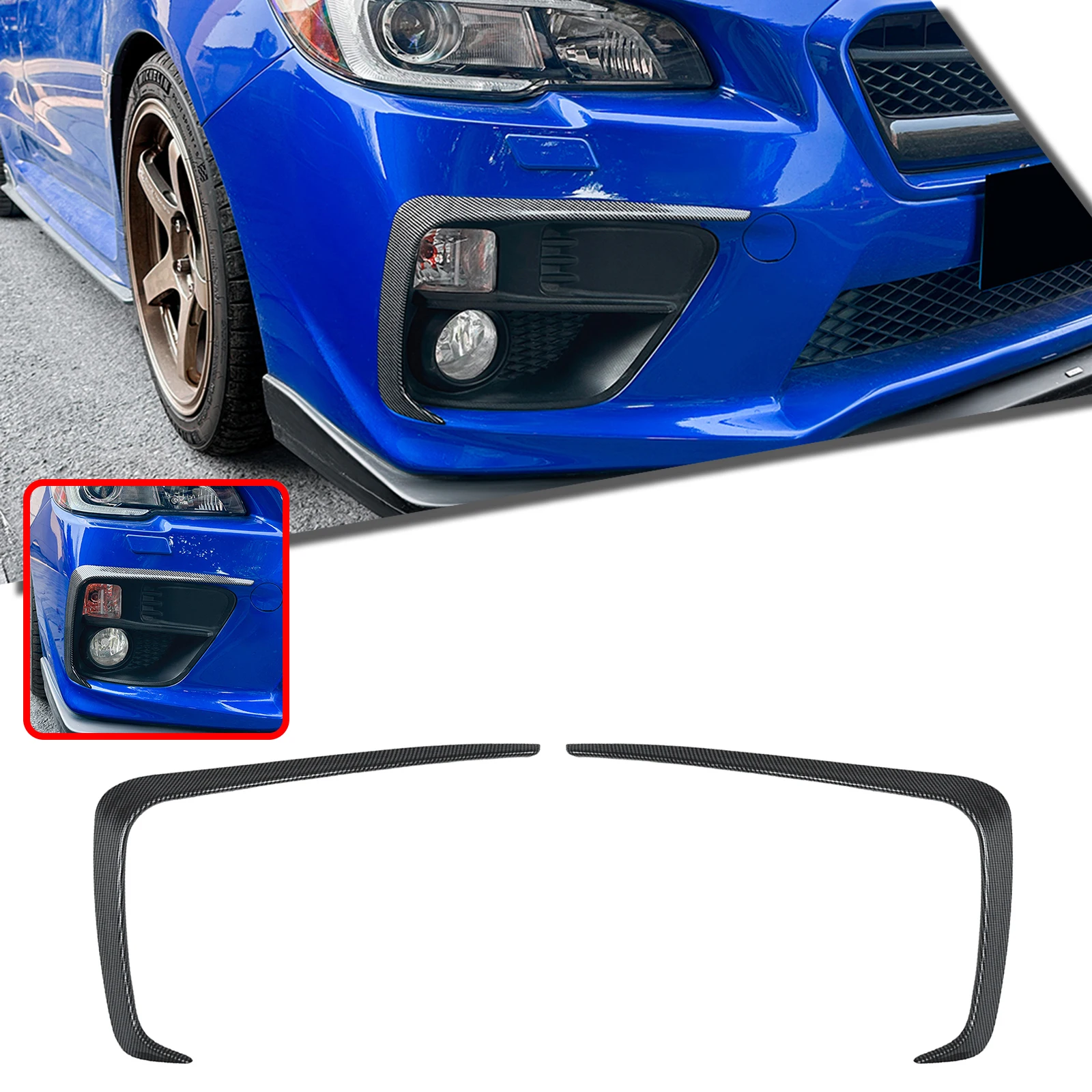 Front Bumper Diffuser Side Air Vent Trim Fog Light Lamp Cover Intake Frame Canard Splitter For 2015-2017 Subaru WRX STI