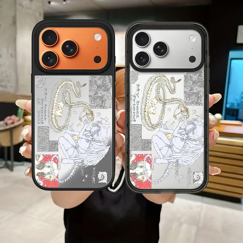 

Anime Angel Girl Impact Black Border Magnetic Cover for IPhone 12 13 14 15 16 17 Pro Max Case for IPhone 17 Air