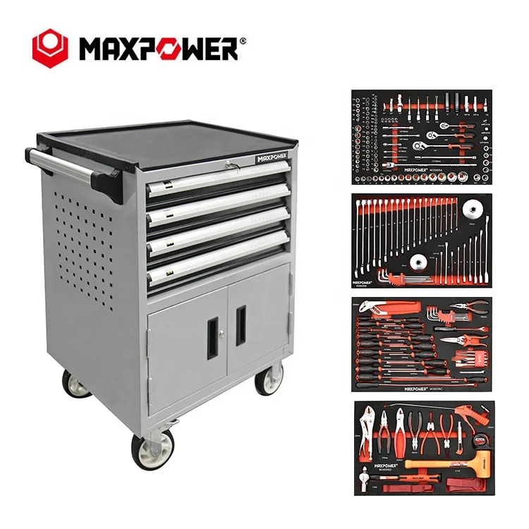 MAXPOWER Warehouse workshop 4 drawer Cabinet with 210PCS Tools