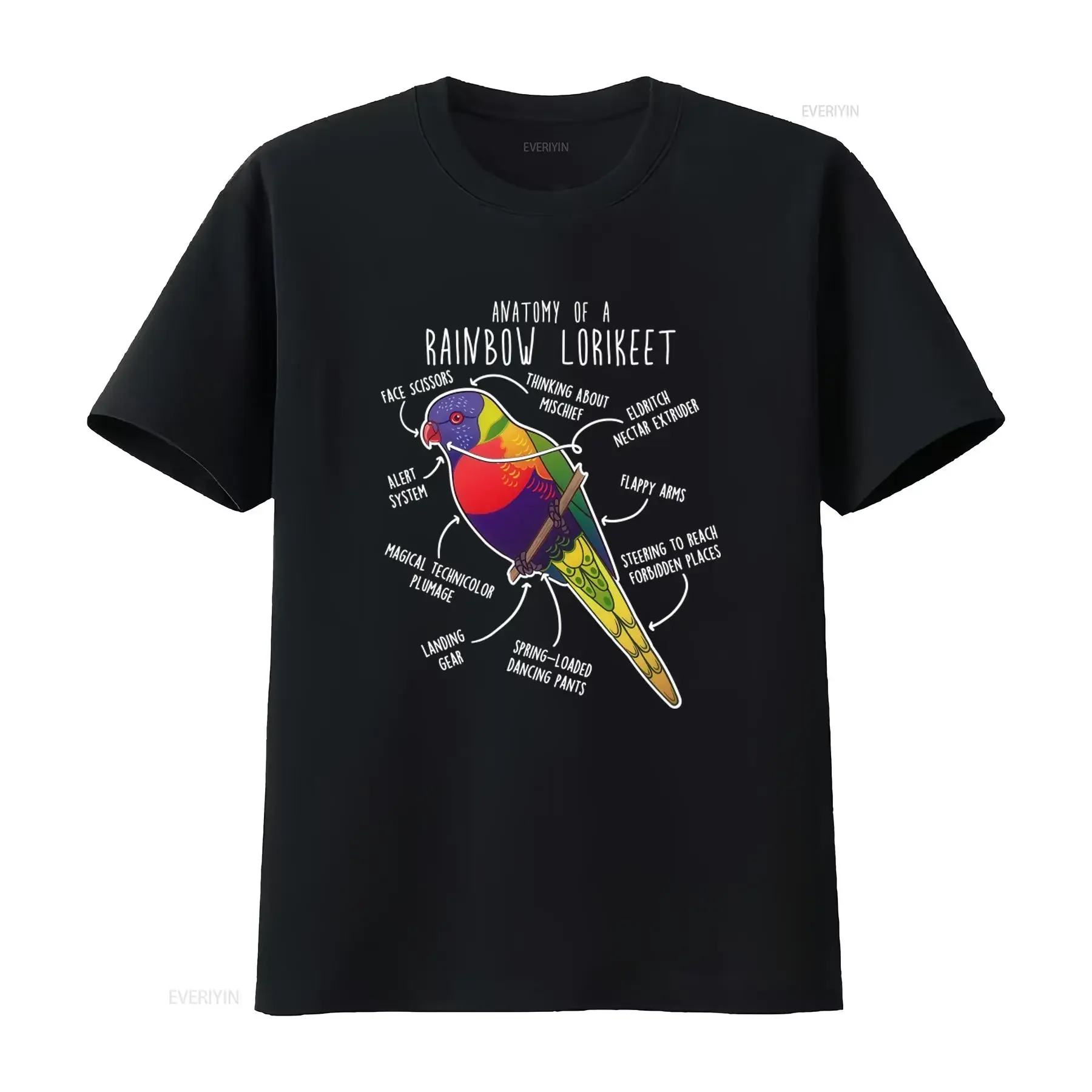 Rainbow Lorikeet T Shirt Funny Bird Lover Design with Cute Lory Parrot Anatomy Illustration Australian Animal for Mom Dad