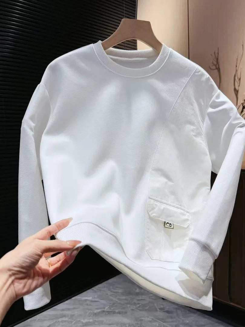 

Мужской свитшот с круглым вырезом, модный, простой, художественный, базовый, весенний, трендовый, повседневный, удобный.