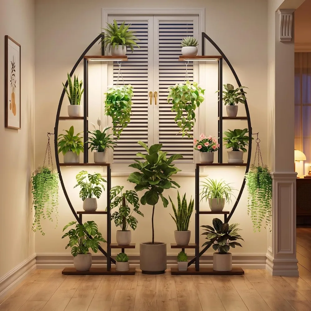 Plant Stand with Grow Light, 2 Pack Tall Indoor Plant Shelf 6 Tier