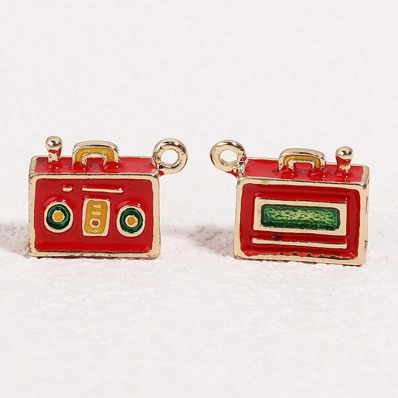 10pcs Mix Color Alloy Oil-drop Colour Vintage Radio Pendant for Jewelry Making DIY Necklace Bracelet Accessories