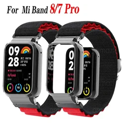 Nylon Strap+Metal Case For Xiaomi Mi band 8 7 Pro Nylon Bracelet Miband 8 pro Strap Wristband For Mi band 7 pro band Correa Belt