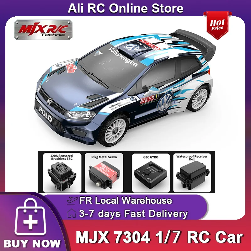 Nuevo MJX HYPER GO 7304 1/7 coche Rc sin escobillas 60 km/h 2500KV 120A ESC vehículo todoterreno de alta velocidad 4WD 2,4G Control remoto coche de deriva competición coches de carreras modelo de juguete regalo para niños