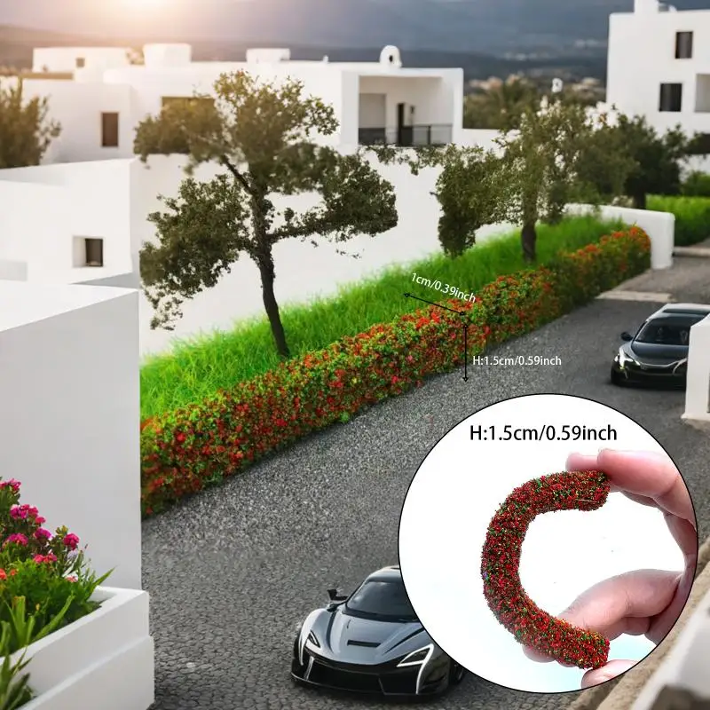 

DIY Miniature Diorama Pack: 2-Pieces Grass Fence Strips & Green Sand Table – For Outdoor Indoor Model Building.