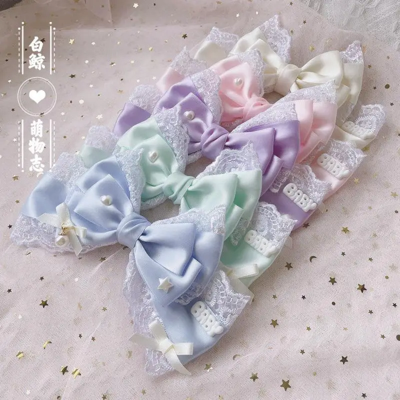 Kawaii Lolita Hair Band, Sweet Hair Band, KC Bow, Grande Hairpin, Acessórios de cabelo