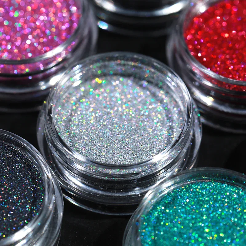 1 scatola di glitter per unghie lucidi, kit di decorazione fai da te in polvere d'argento