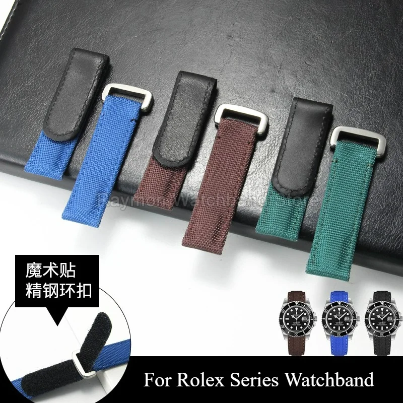 Flexible Lightweight Nylon Watch Strap Flat Interface 20mm for Rolex Yacht‑Master Omega Tissot Seiko Canvas Watch Accessories