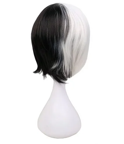 Peluca sintética para Cosplay, pelo corto en blanco y negro, Unisex, Anime Show Party