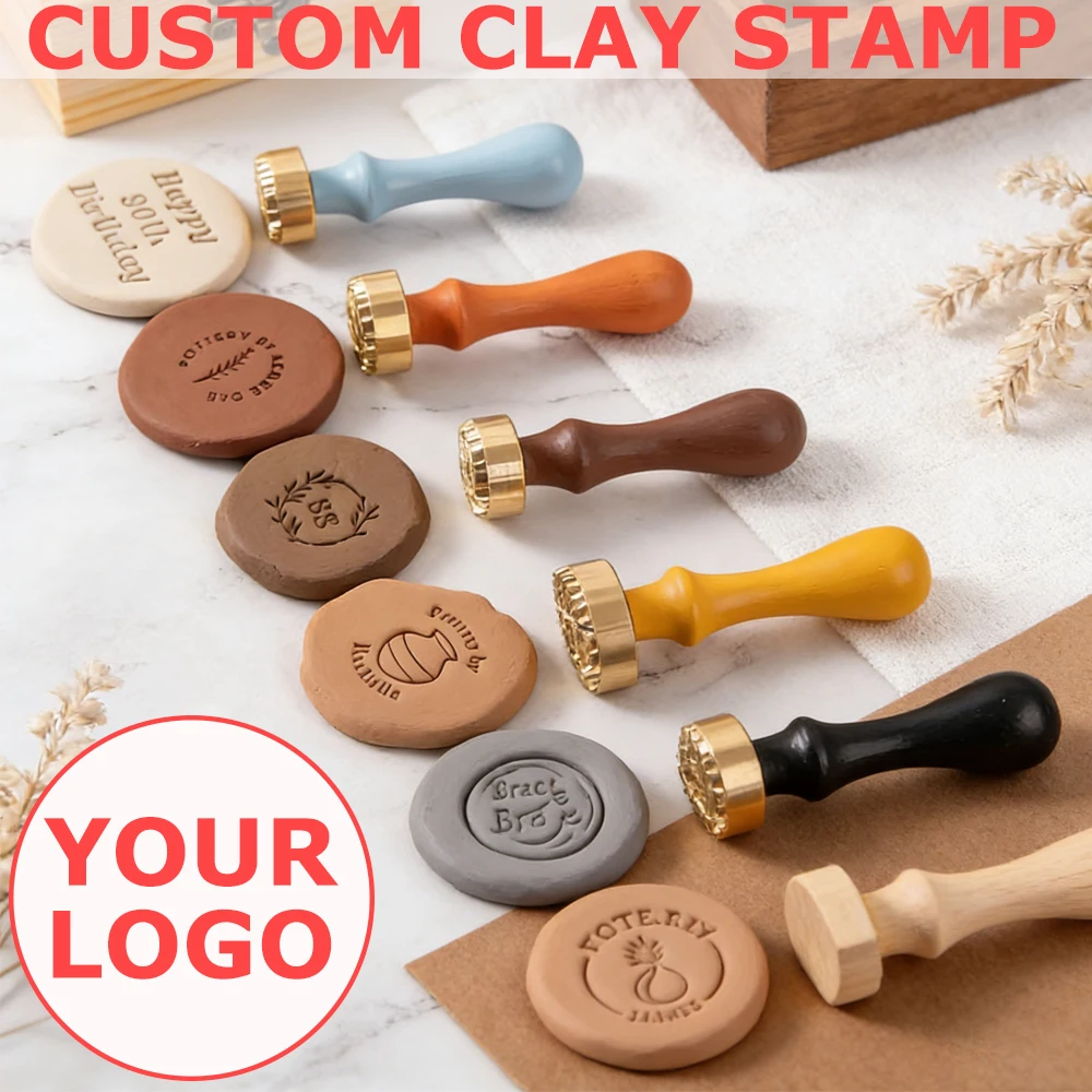 

Custom Clay Stamp Personalized Ceramic Seal Pottery Stamp Logo Design Custom Brass Seal for Handmade Polymer Clay DIY Crafts